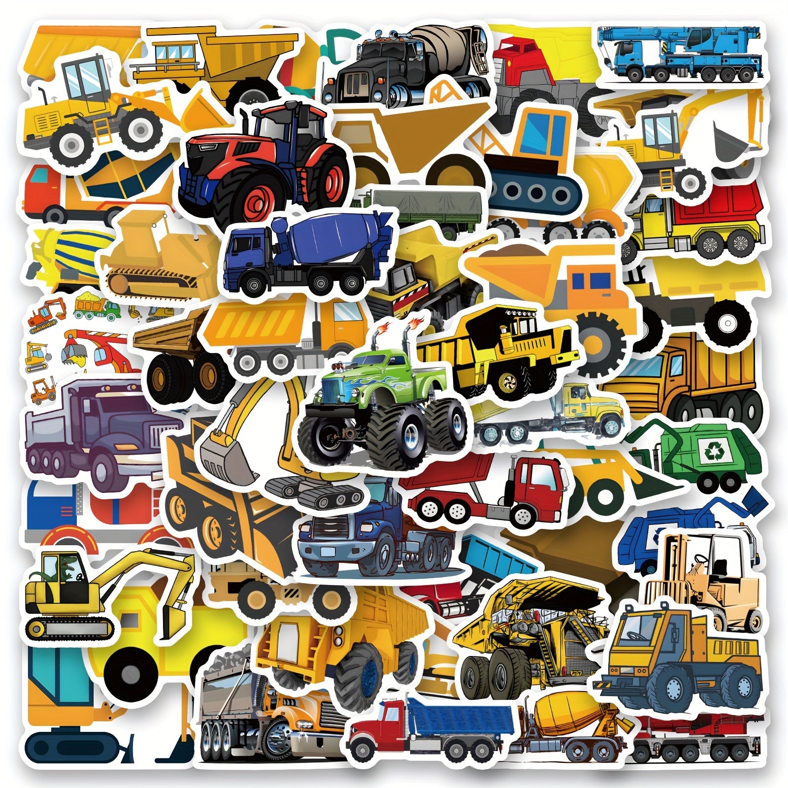 TEMU Construction 60 Pcs, Transport Truck Digger Engineering Car Vinyl Decal, Waterproof Sticker Pack Perfect