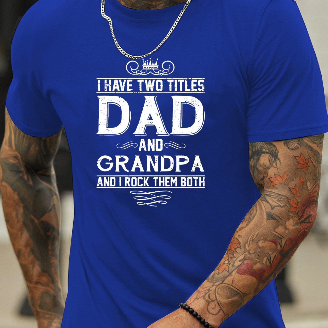 TEMU Men's Trendy T-shirts, Fit, Casual Crew Neck Short Sleeves With "dad And Grandpa" Print For Summer & Spring