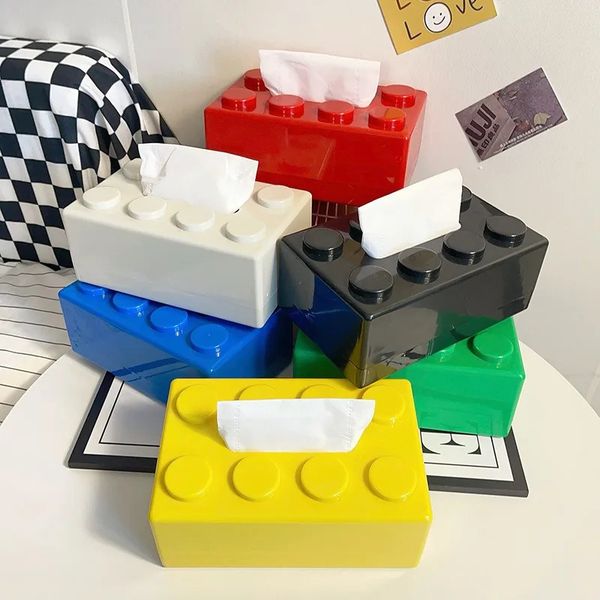 Storage Holders Racks Creative Building Blocks with Spring Tissue Box Wall mounted Perforation free Paper Holder Bathroom Face Towel Organiz