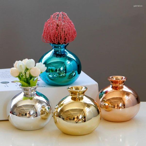 Vases Vases Small Vase Home Ceramic Art Flower Arrangement Decoration Desktop Office Gift H250116