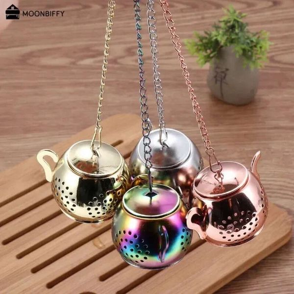 Shape Metal Teapot Loose Infuser Stainless Steel Leaf Tea Maker Strainer Chain Drip Tray Herbal Spice Filter Fy3945 1214 4.23