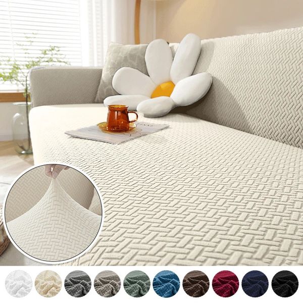 Elastic solid sofa cover 1-2-3-4-5 seat cover for sofa armchair L-shaped corner sofa protector sliding cover for living room 241009