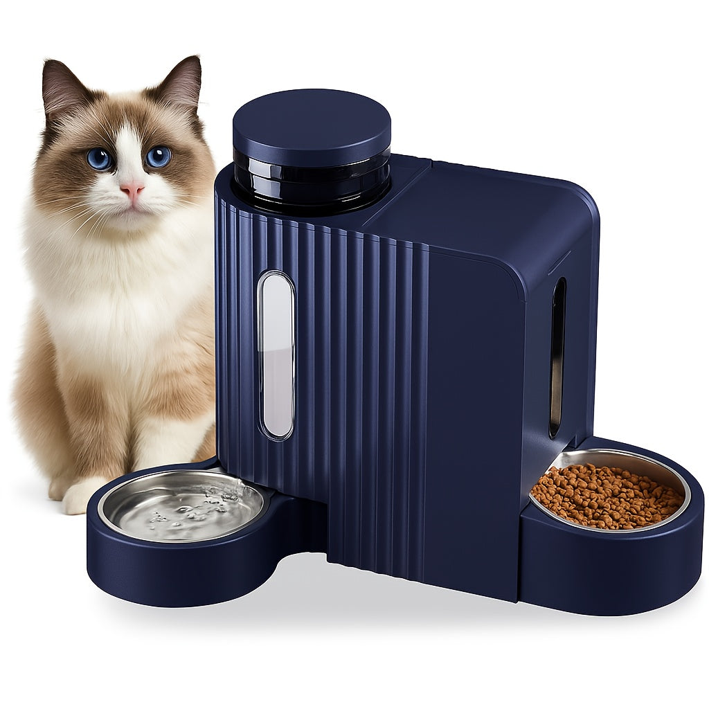 TEMU Automatic Gravity Cat Food Feeder And Water Dispenser Stainless Steel -one Set Large Capacity Dispenser For Pets Dogs, Puppies, Kittens