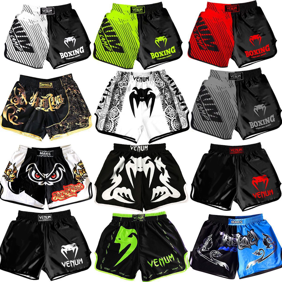 Designer Venums Men&#039;s Shorts Training Muay Thai Fighting Fitness Combat Sports Pants Printed Boxing Clothing Mma Sweatpants Pretorian Boxeo 73