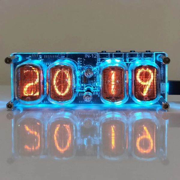 Nixie Vintage LED clock button battery 5V DIY desktop decoration punk style In12 240905