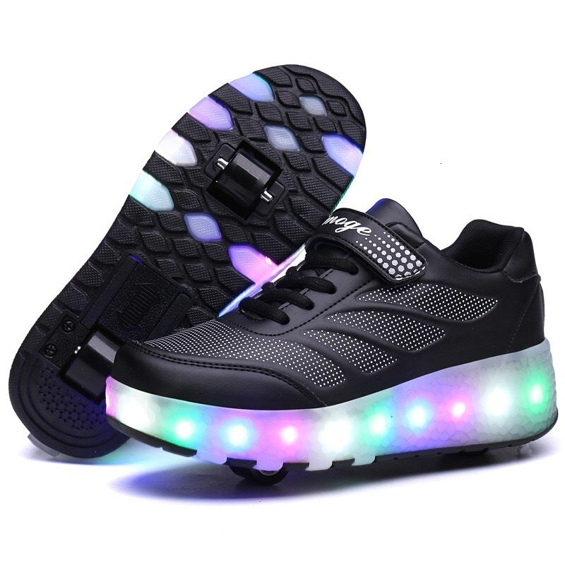 Boys Girls Roller Shoes LED Light Up USB Charging Children Roller Skate Casual Skateboarding Shoes Sports Shoes Kids Sneakers250825