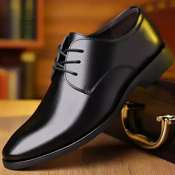 Leather Shoes for Men Formal Dress Wedding Flats British Style Casual Oxfords Non Slip Office Work 250110