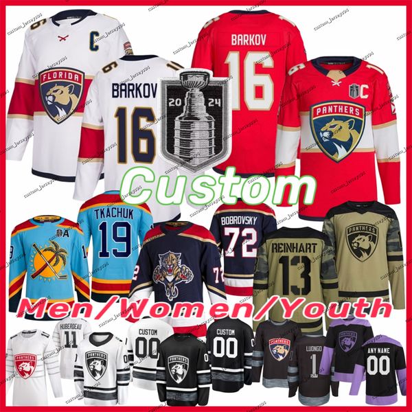 2024 Stanley Cup Finals Hockey Jersey 5 Aaron Ekblad 19 Matthew Tkachuk Sergei Bobrovsky Patric Hornqvist Sam Reinhart Spencer Knight Barkov