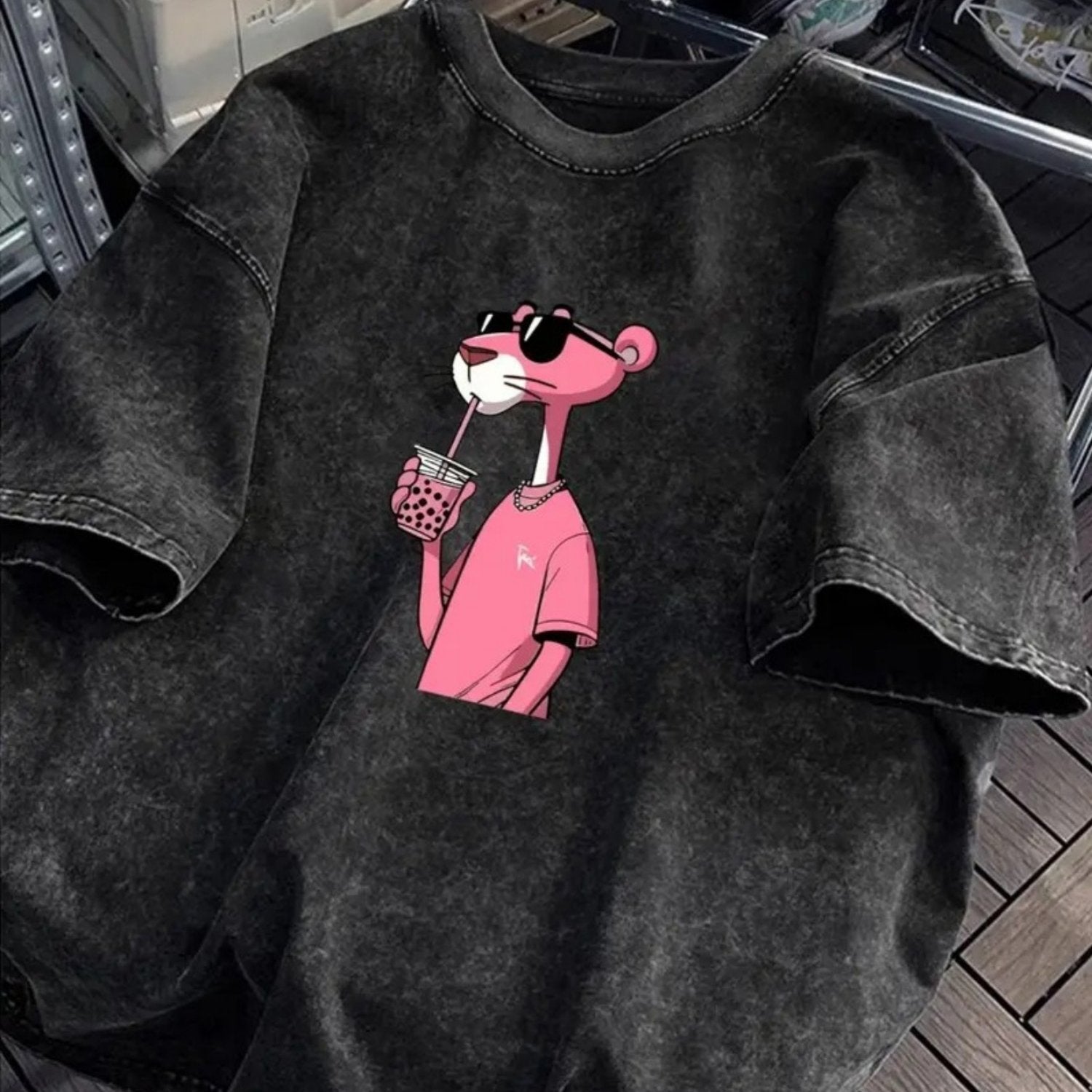 TEMU Men's T-shirt, 180g Washed Cotton T-shirt, From Local Warehouse, Summer, Front And Back Printed Pattern - Loose, Fashionable, Oversized Style,