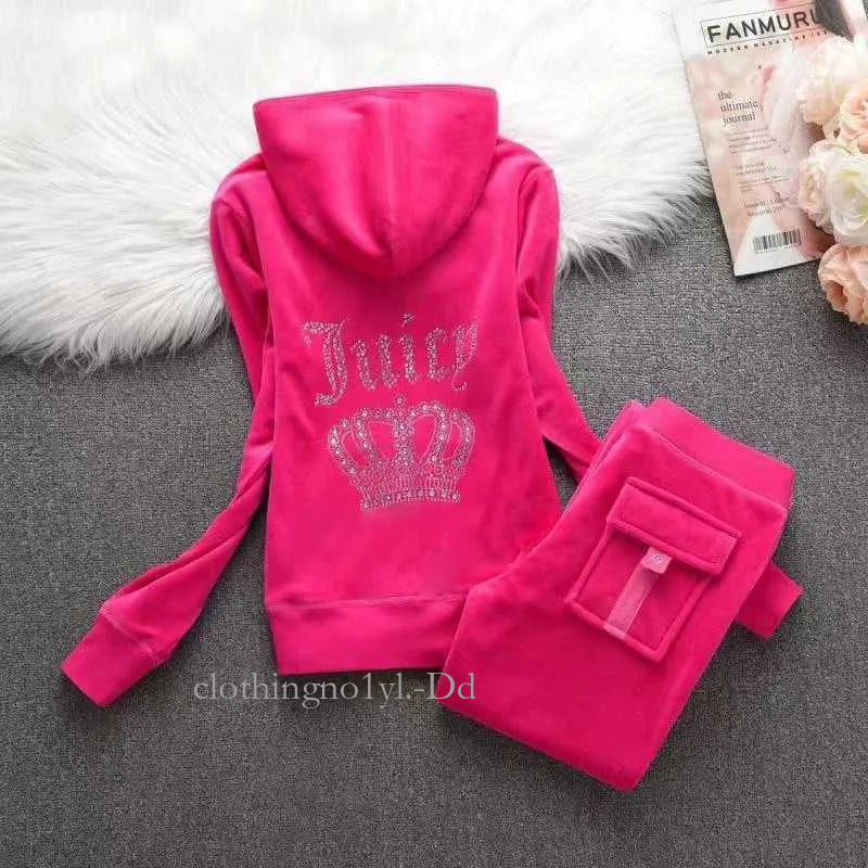 Men&#039;s juicy tracksuit Y2k 2025 Velvet letter Juicy Track Set Two Piece Womens Hoodie and Wide Leg Pants high quality pure cotton juicy cotoure