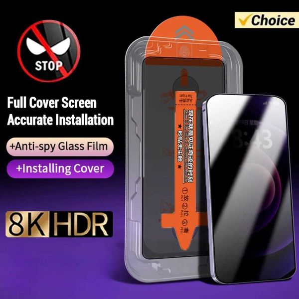 Cell Phone Screen Protectors 2Pcs Anti Spy Tempered Glass For iPhone 16 15 14 13 12 11 Pro Max Dust Free Screen Protector For iPhone XR X XS