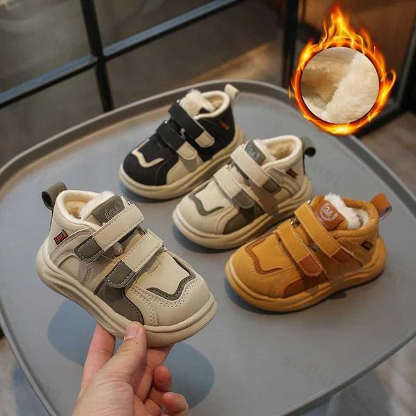 2025 Winter New Childrens Cotton Shoes Boys Sports Shoes Plus Velvet Thick Warm Sports Shoes Comfortable and Warm Baby Casual Sports Shoes Y