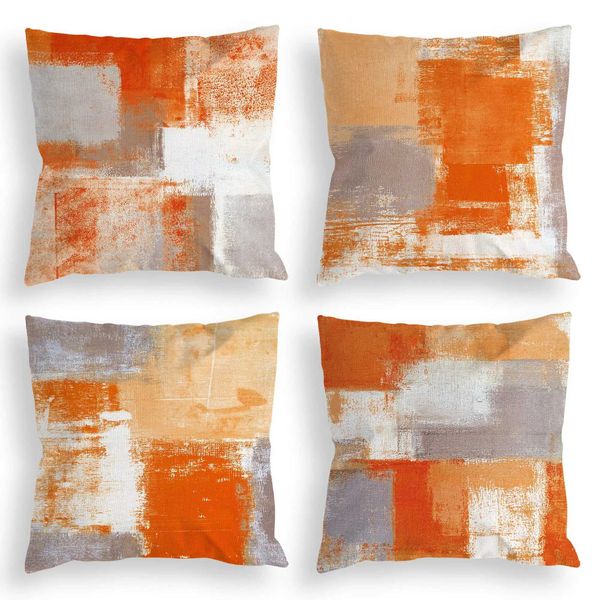 pillowcase Orange and gray three color linen case sofa cushion cover home decoration can be customized for you 40x40 50x50 60x60 X241018