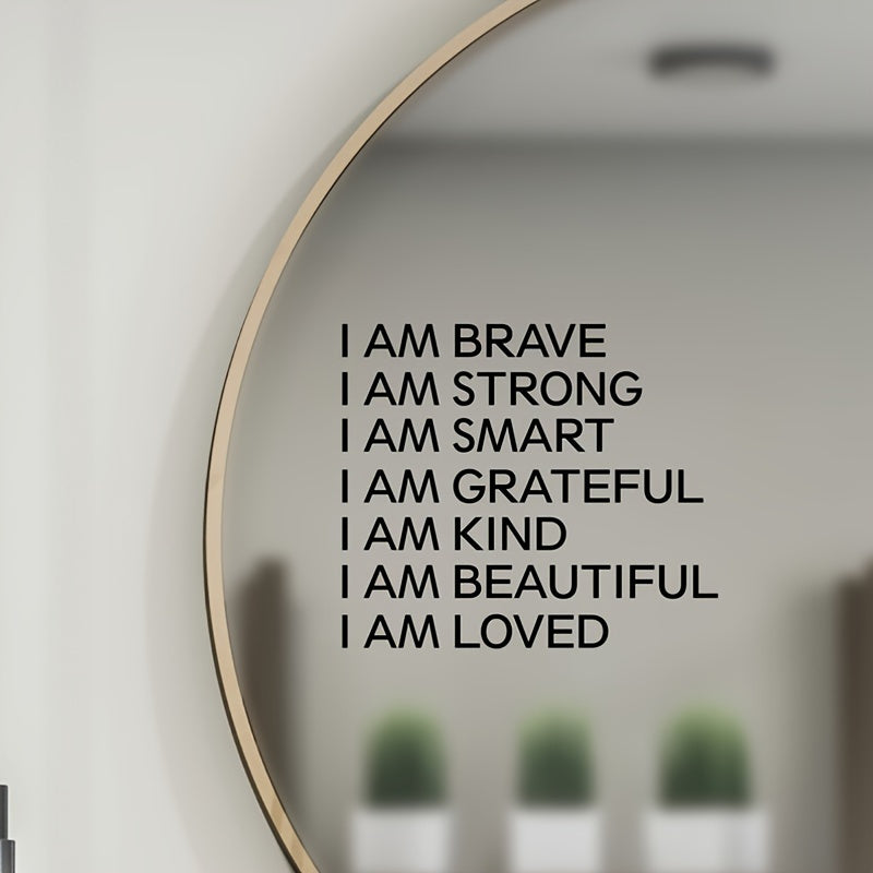 TEMU Positive Affirmation - Brave Strong Smart Grateful Kind Beautiful Mirror & Car Decals, Glossy Vinyl Self- Boosters With Empowering Phrases,,,
