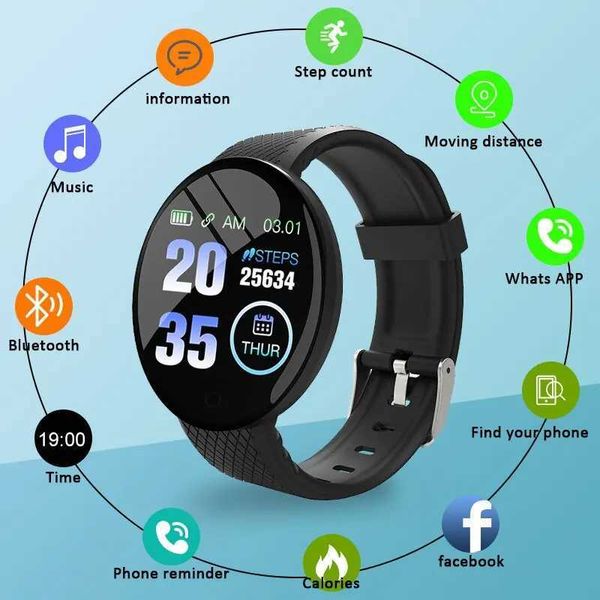 Smartwatch D18 Smartwatch Circular Color Sn With Multiple Sports Modes Call Information Reminder Photo Taking Music Smart Bracelet Z241026