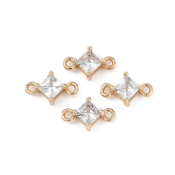 Messing Pavé Glas Rhombus Verbinder Verbinder Charms