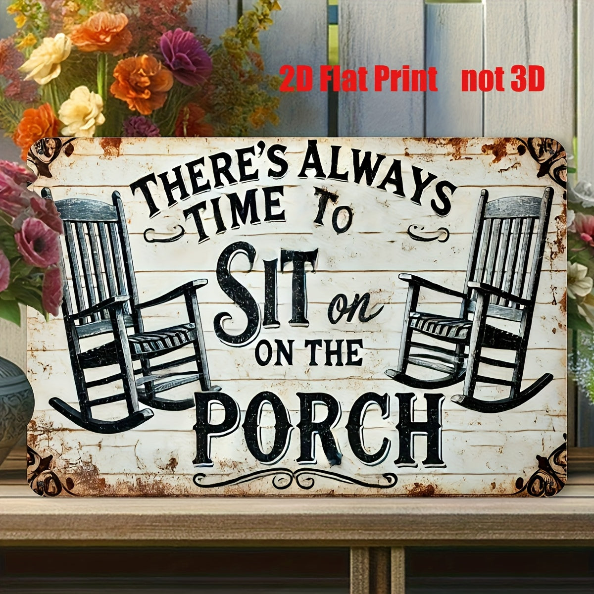 TEMU [funny Metal Sign] 1pc Vintage Rustic Aluminum Wall Decor Sign - " Time To Sit On " Funny Retro Foil Engraving 20x30cm (8x12inch) For Patio,