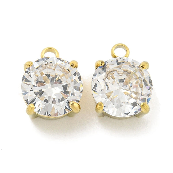 Pendentifs en acier inoxydable 304 plaqué or 18 carat avec zircone cubique et placage sous vide PVD