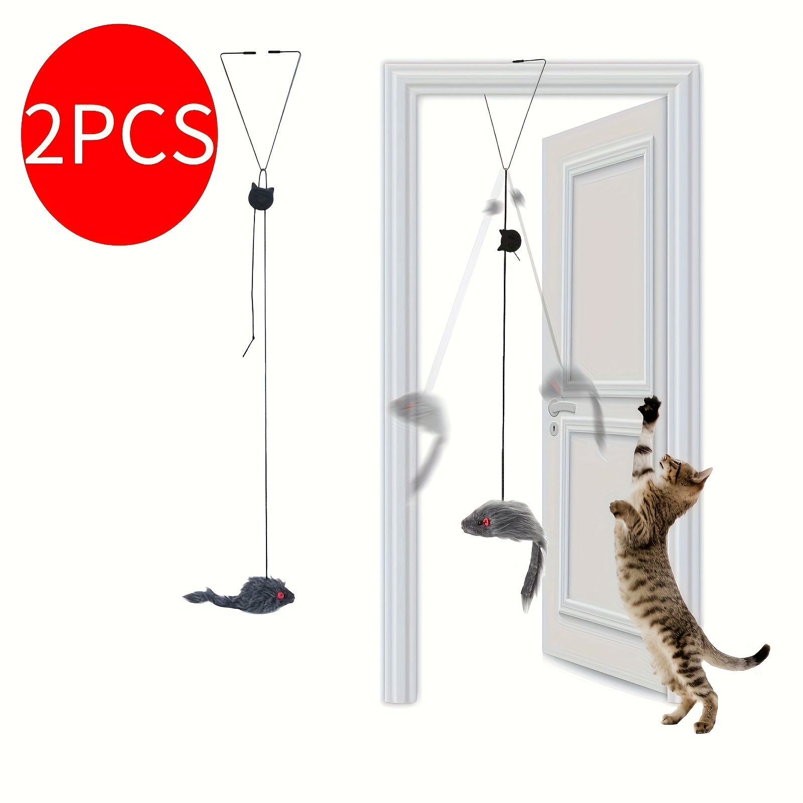 TEMU Buy 1 Get 1 Free, Total 2pcs Adjustable Hanging Cat Toy - Entertainment And Interactive Cat Teasing, Fun, Exercise Cat's Physical And Mental - ,