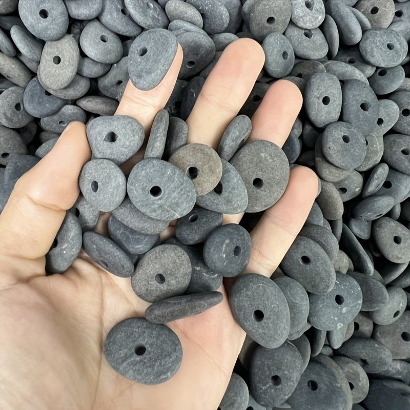 TEMU 30pcs Central Drilled Tiny Flat River Stones To Paint, 0.8" Craft Rocks For Painting, Plain Pebbles Or Diy Art, Pendants