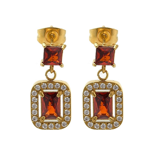 Boucles d'oreilles pendantes en acier inoxydable 304 avec micro pavé de zircones cubiques et placage ionique (IP)