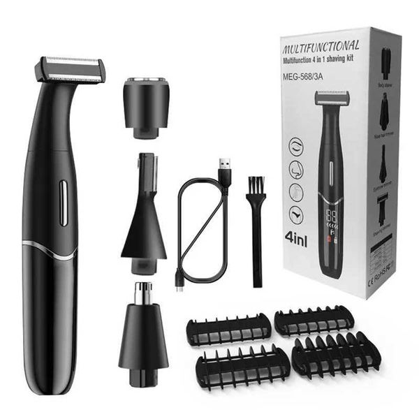 4 in 1 Intimate Areas Haircut Shaver Men Bikini Line Sensitive Razor Balls Eggs Pubic Hair Shaving Trimmer Face Beard ClipperXJ241207