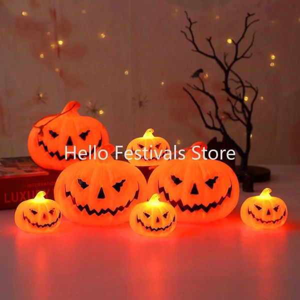 Mini Pumpkin LED Candles, Set of 1-12, Jack-O&#039;-Lantern Design, for Indoor-Outdoor Halloween Party Thangiving Table Decor, 2024