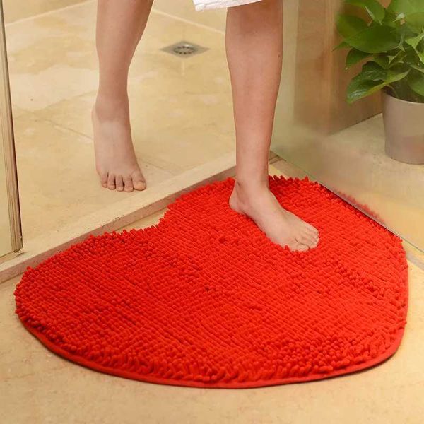 Microfiber Chenille Heart-shaped Anti-skid Carpet Peach Heart Mat Bathroom Absorbent Pad Bathroom Mat Set Bath MatsC241227
