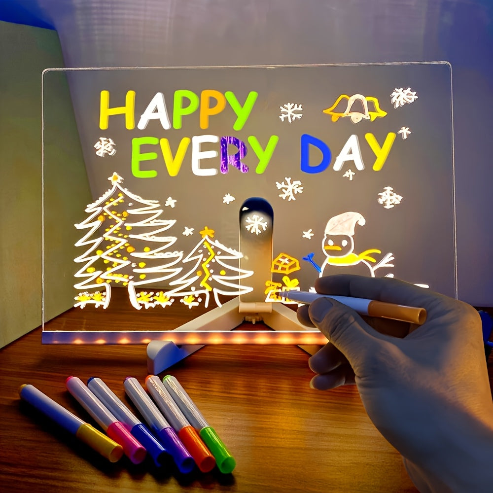 TEMU A Of Led Message Boards Comes With Colorful Pens, An 11.8"-7.87" Acrylic Drawing Board That Lights Up, And A Drawing Tablet With A Stand That .