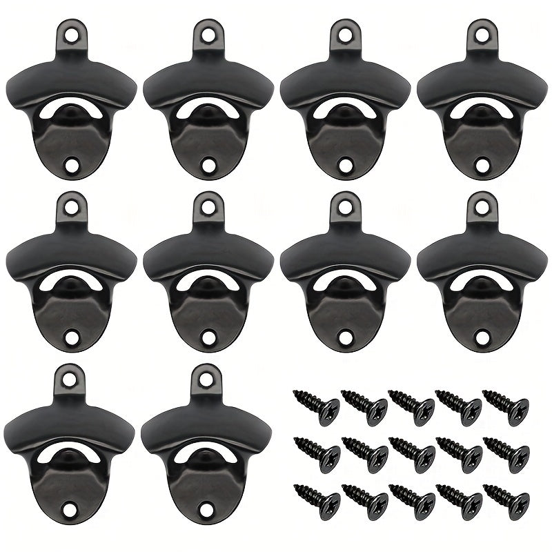 TEMU 10pcs Opener Wall-mounted Bbq Openers - Alloy Metal Beer Openers With Screws, Durable & Stylish Kitchen Gadgets For Home Bar Decor, Wallmounted