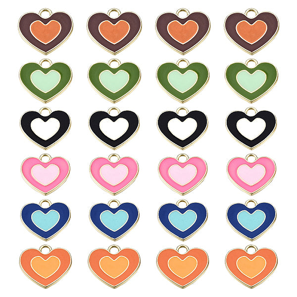 24 pièces 6 couleurs pendentifs en émail d'alliage de placage de rack