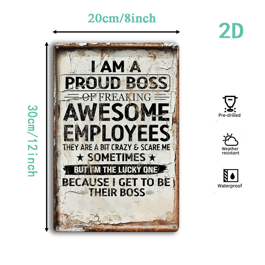 TEMU 1pc Vintage-inspired Metal Sign - " Of Powerful Employees" - Rustic Aluminum Wall Decor For Office, Home, Garage, Or Garden - Unique Gift For