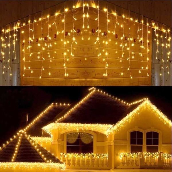 Christmas Lights Led Curtain Icicle String Lights 5M Droop 0.4-0.6m Waterfall Outdoor Decoration For Party Garden Home Wedding Z241203