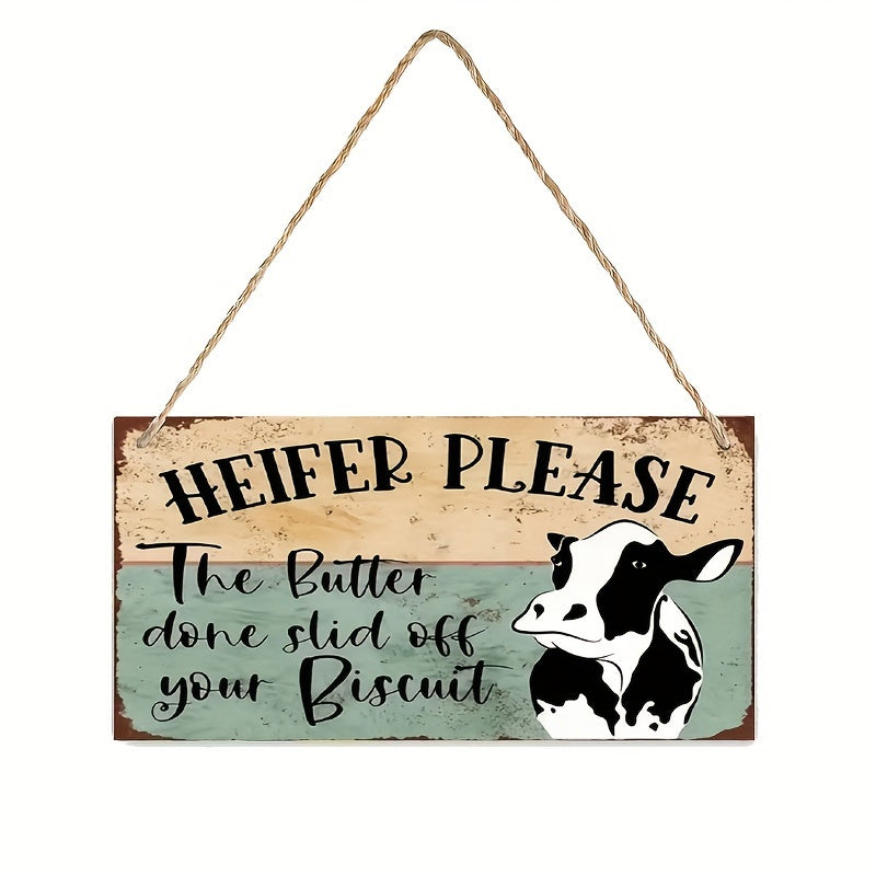 TEMU 1pc Please Cow Wall Decor, Wooden Hanging Sign For Home, Restaurant, Bar, Cafe, Garage - Rustic Farmhouse Style Art Board With Inspirational