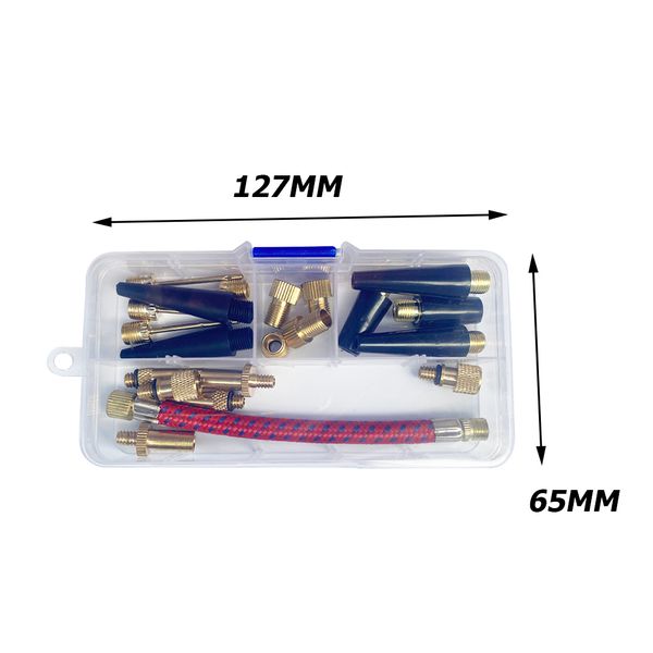 21pcs-set Bicycle Tire Inflatable Tube Needle Air Hose Adapter Kits Bicycle Repair Tools Connector Pump Basketball Valve