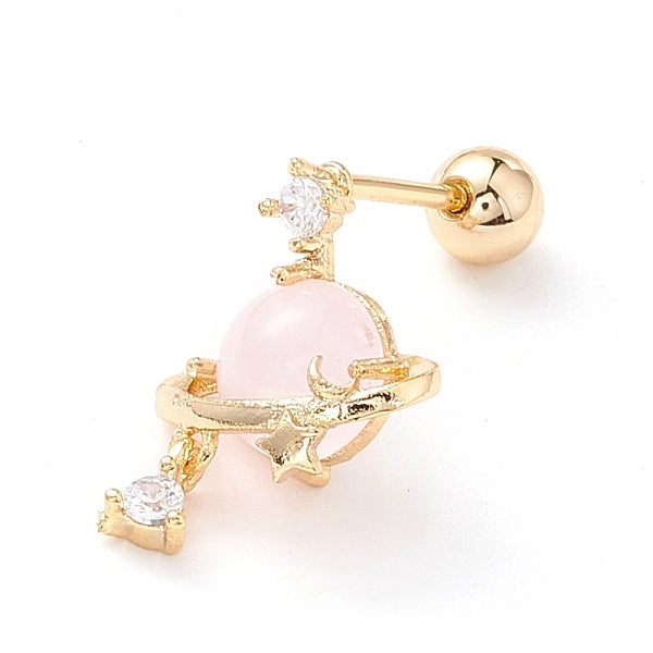 Planète avec étoile boucles d'oreilles pendantes en zircone cubique