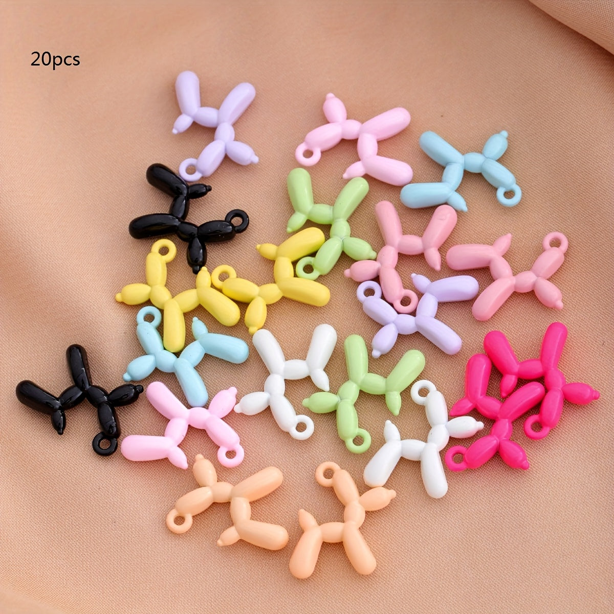 TEMU 20pcs Colorful Painted Balloon Dog Accessories, Tropical Style Decorations, Suitable For , Pendants, Earrings, Keychain Crafting