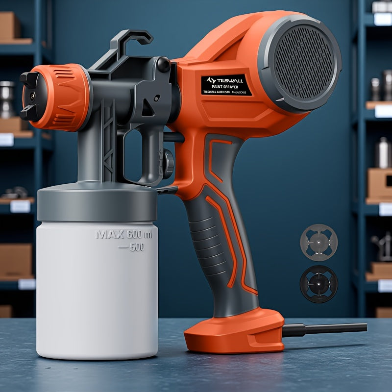 TEMU Paint Sprayer, Hvlp-electric, Spray Paint 500, Paint Spray With 4 Nozzles And 3 Spray , 100 Din-s, , For Furniture, Cabinets, Fences, Walls,