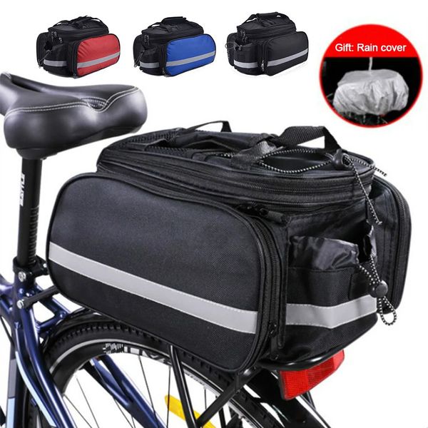 Bicycle bag MTB bicycle rack bag luggage compartment panel bicycle multifunctional large capacity travel bag with rain cover 241125