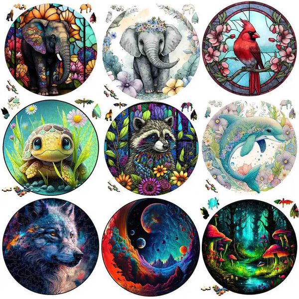 Elephant Wooden Animal Puzzle 3d DIY Puzzle Party Games Educational Gift for Kids Toys Intelligent Perfect Wood Jigsaws Gift LX241024