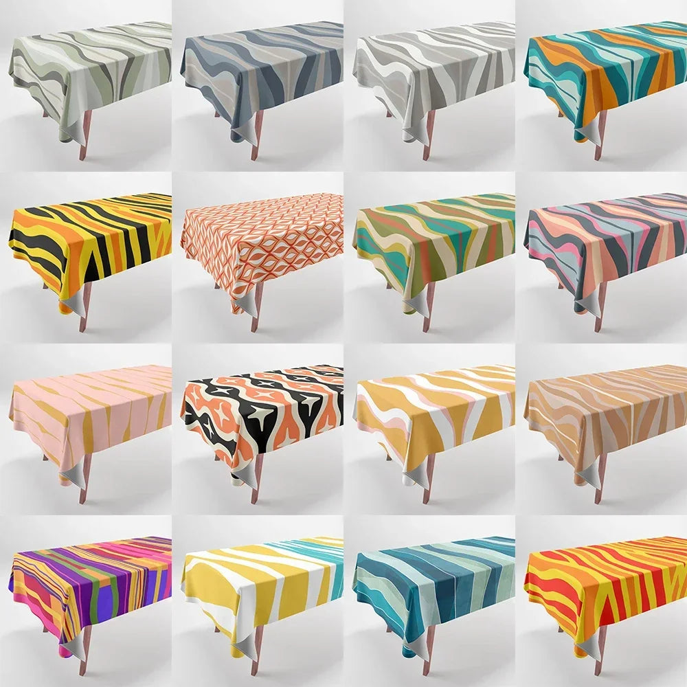 Abstract Geometric Marble Plaid Waterproof Tablecloth Wedding Decor Kitchen Coffee Decor Rectangle Event Tablecloth CTW16