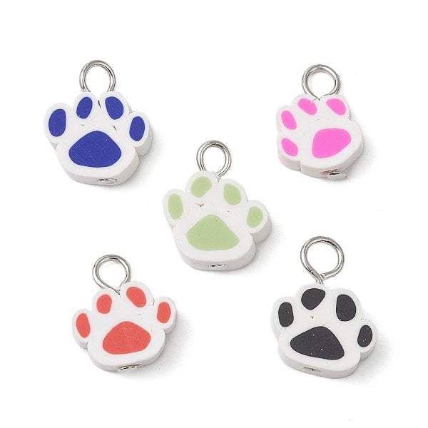 Handmade Polymer Clay Dog Paw Prints Pendants