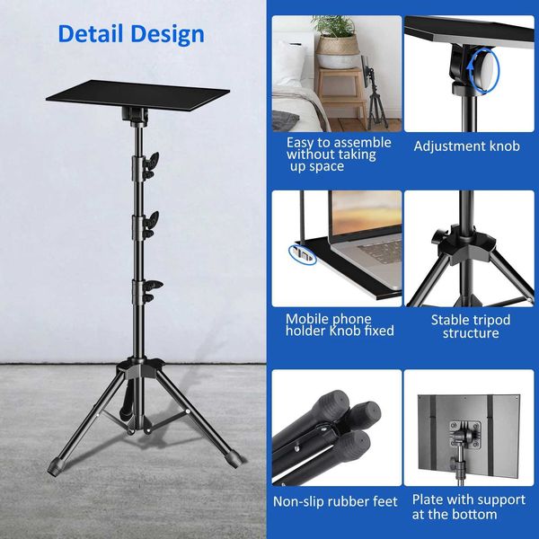 Tripods 125cm Projector Laptop Tripod With tray Adjustable Height Standing Outdoor Computer Desk Stand for Studio Y240615UFUC