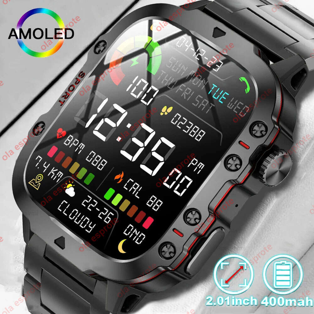 Outdoor Military 3ATM Waterproof Smart Watch Men 420mAh Battery Heart Rate Sports Fiess Watches Bluetooth Call Smartwatch