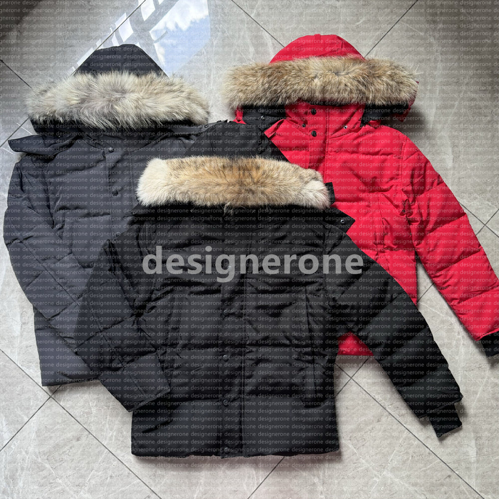 Designer canadian Jackets Men Down Jacket Wyndham Coat High Quality Real Big Wolf Fur Women Overcoat Clothing Fashion coat Winter Jacket Outerwear P