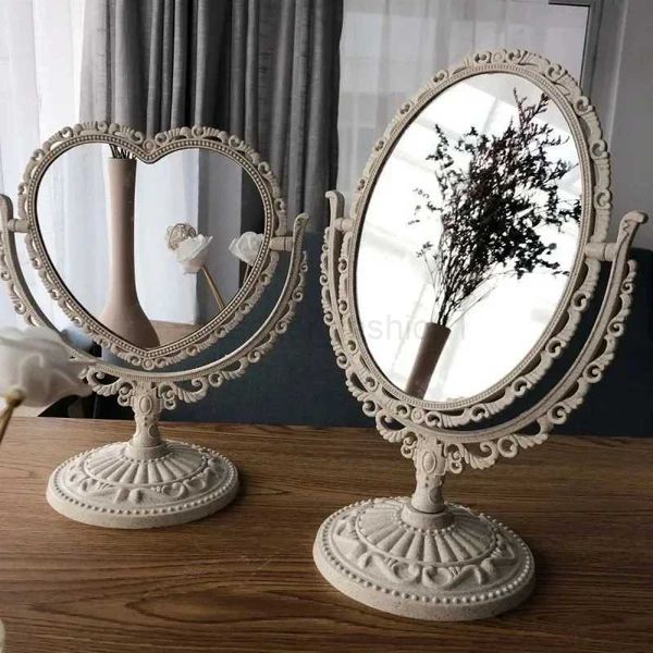 Vintage Makeup Mirror Double Sided Rotation Minimalist Cute Princess Dormitory Bedroom Mirror European Desktop Makeup MirrorXJ240813