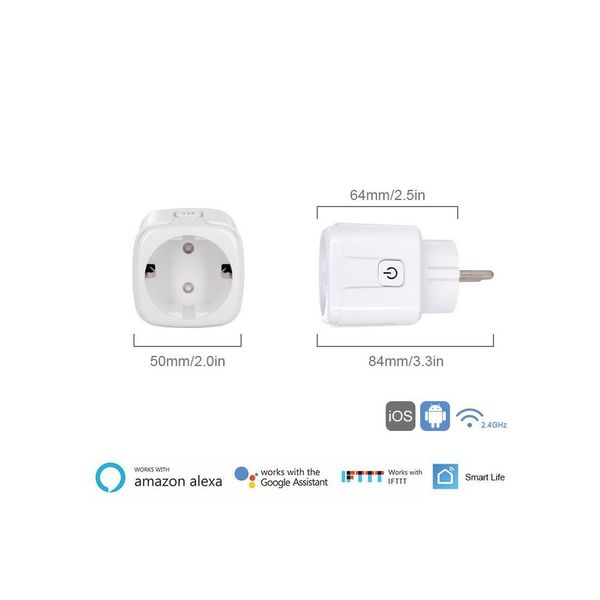 Smart Power Plugs Eu Plug Wifi Socket Wireless Control Atible With Alexa Home Gadgets Drop Delivery Electronics Ota4F