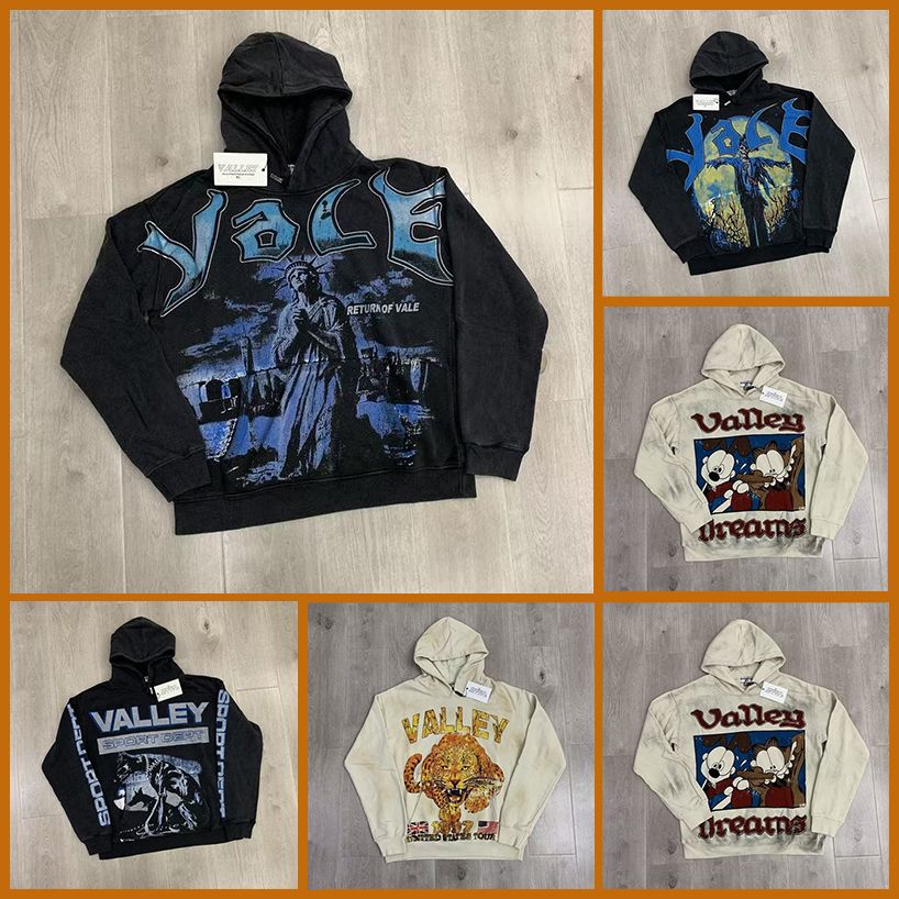 Men&#039;s Hoodies vale Washing Trend Sweatshirts valley hoodie Streetwear Heavy Water Oversized Hoodie Tracksuit Men Clothing