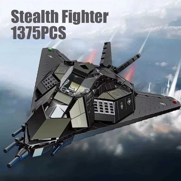 Blocks 1375PCS Stealth Fighter Model Building Blocks Creative Space Plane DIY Assembly Toys Display Intelligent Toys For Gifts Y250112Q7S7