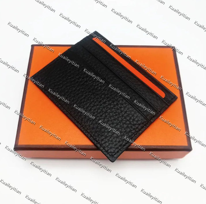 Fashion High Quality Mens Women Real Genuine Leather Credit Card Holder Mini Wallet Bank Card holders With Box